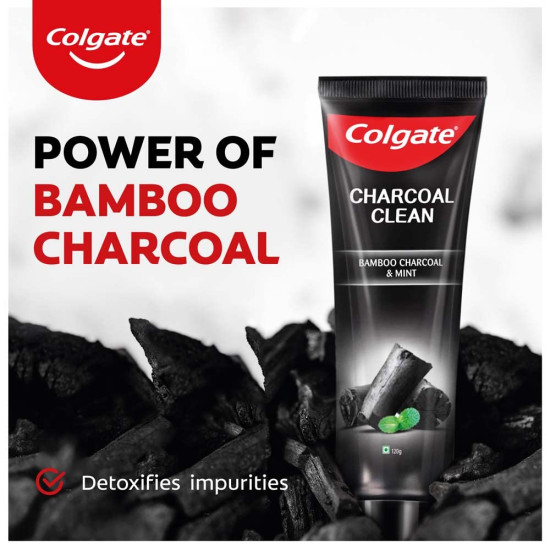 Colgate Charcoal Clean Toothpaste 120g - Deep Clean with Bamboo Charcoal & Wintergreen Mint