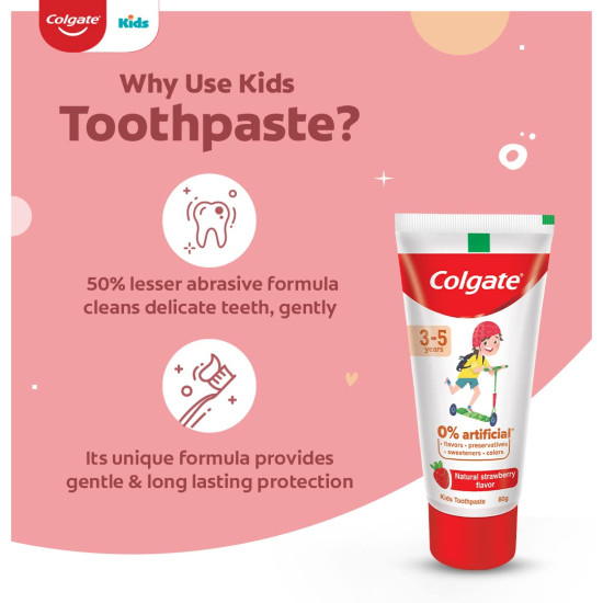 Colgate Toothpaste for Kids (3-5 years) - Natural Strawberry Flavour