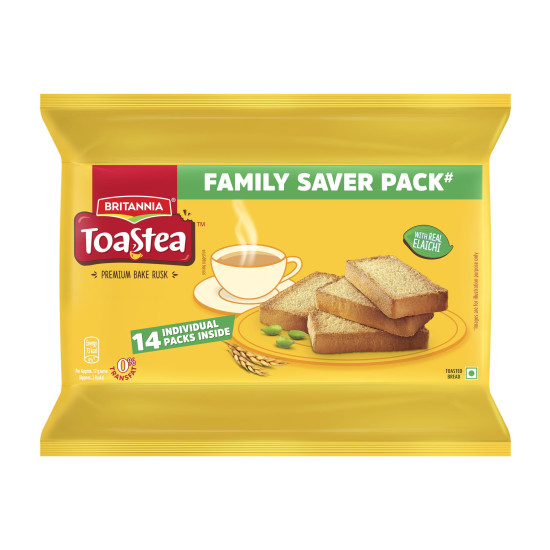 Britannia Rusk Toastea Premium Bake - Aromatic Elaichi Infusion