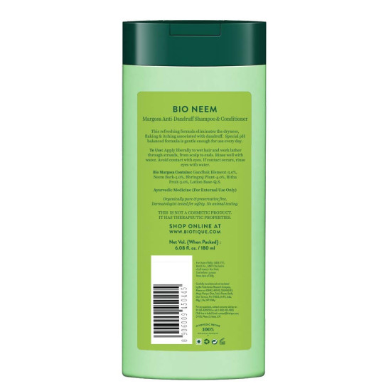 Biotique Fresh Neem Anti Dandruff Shampoo - Controls Dandruff & Eliminates Dryness