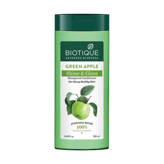 Biotique Green Apple Shine & Gloss Shampoo & Conditioner - Promotes Healthy, Shiny Hair