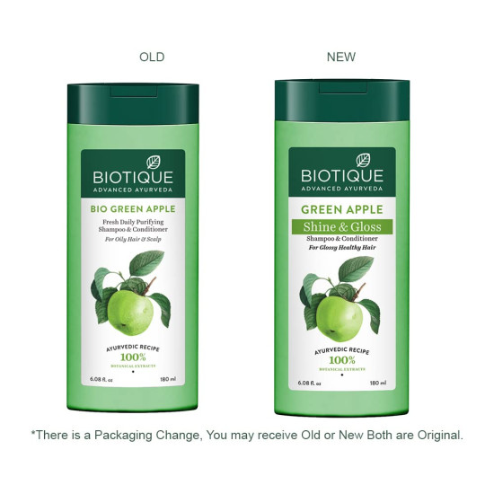 Biotique Green Apple Shine & Gloss Shampoo & Conditioner - Promotes Healthy, Shiny Hair