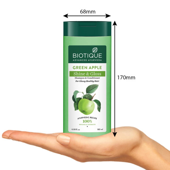 Biotique Green Apple Shine & Gloss Shampoo & Conditioner - Promotes Healthy, Shiny Hair