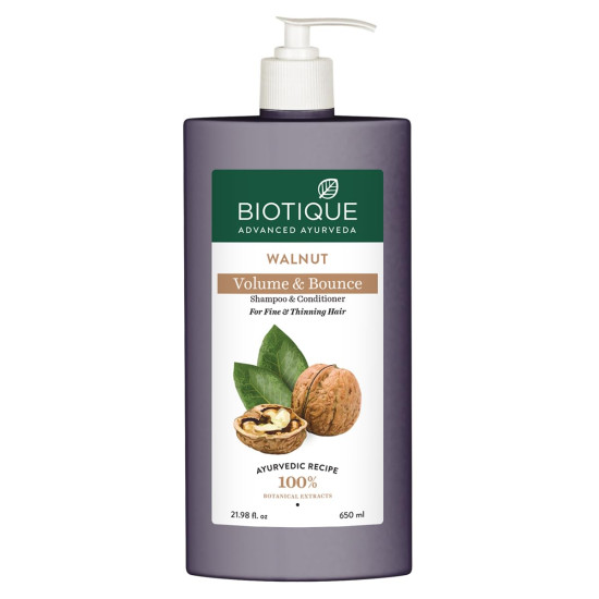 Biotique Bio Walnut Volume and Bounce Shampoo and Conditioner - Volumizing Shampoo for Thin Hair