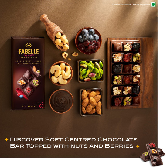 Fabelle Open Secret Milk Chocolate Bar - Luxury with Nuts & Berries Fabelle Open Secret Milk Chocolate Bar - Luxury with Nuts & Berries
