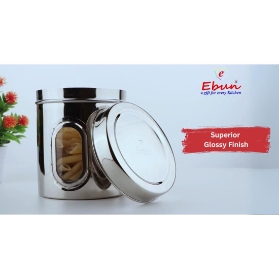 Ebun Heavy Gauge See Through Stainless Steel Containers for Kitchen | Steel Dabba Set for Kitchen | Steel Container with Lid | Capacity 200 Gms to 6 kgs Steel Container for Kitchen Storage | Set of 12