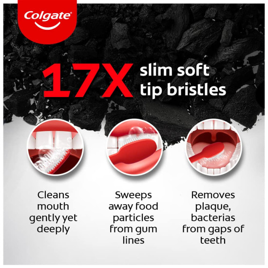 Colgate Slimsoft Charcoal Manual Toothbrush - 17X Slimmer Tip Bristles
