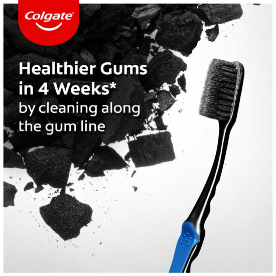 Colgate Slimsoft Charcoal Manual Toothbrush - 17X Slimmer Tip Bristles