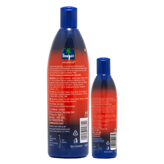 Parachute Advansed Ayurvedic Hot Oil 400 ml - Deep Nourishment for Hair