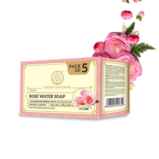 KHADI NATURAL Ayurvedic Rosewater Handmade Soap - Hydrated & Nourishing Skin KHADI NATURAL Ayurvedic Rosewater Handmade Soap - Hydrated & Nourishing Skin