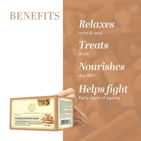 Khadi Natural Sandalwood Soap - Handmade Herbal Soap for Hydrated Skin Khadi Natural Sandalwood Soap - Handmade Herbal Soap for Hydrated Skin