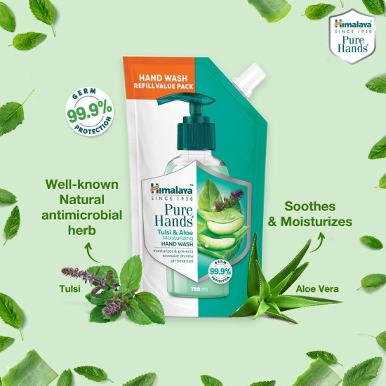 Himalaya Pure Hands Moisturizing Tulsi and Aloe Hand Wash Refill - 750 ml