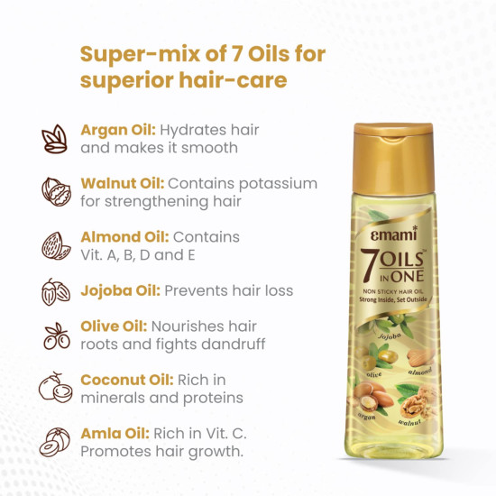 Emami 7 Oils In One Non-Sticky Hair Oil - 20x Stronger Hair