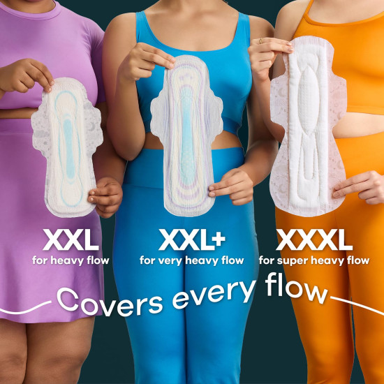 Whisper Bindazzz Nights 20 XXXL Sanitary Pads, Upto 0% Leaks All Night Long, For Super Heavy Flow, Nearly 75% Longer with Wider Back, Double hug wings keep pad in place , Disposable Wrapper