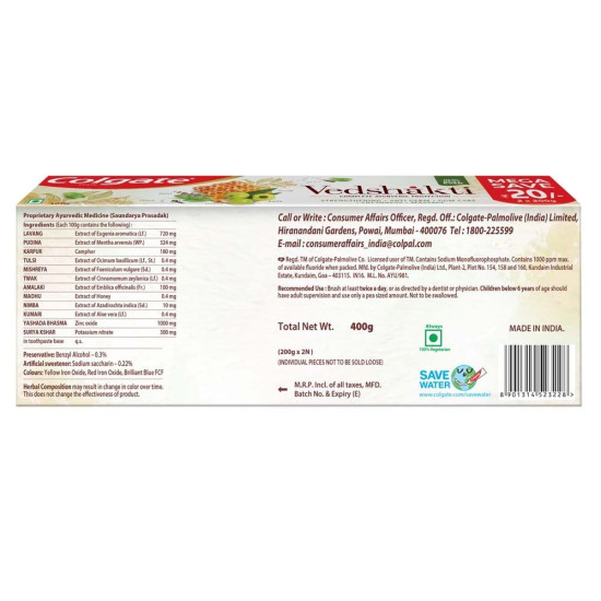 Colgate Vedshakti Toothpaste - Anti-Bacterial Paste for Whole Mouth Health