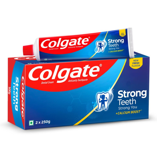 Colgate Strong Teeth Toothpaste - Calcium Boost for 2X Stronger Teeth