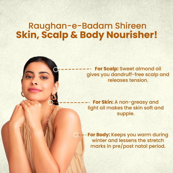 Hamdard RAUGHAN-E-BADAM SHIREEN Sweet Almond Oil - Natural Nourishment for Body and Skin
