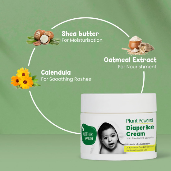 Mother Sparsh Plant Powered Natural Diaper Rash Cream for Babies - Dermatologically Tested