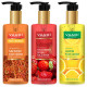 Vaadi Herbals Skin Whitening Saffron, Strawberry Scrub & Honey Lemon Face Wash - Nourishing 250ml Pack of 3
