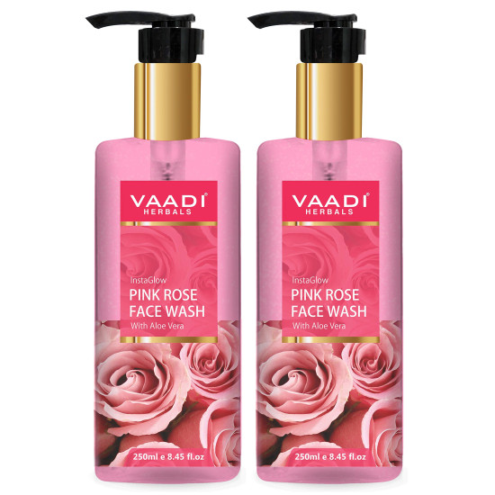 Vaadi Herbals Insta Glow Pink Rose Face Wash - Refreshing Cleanser with Aloe Vera