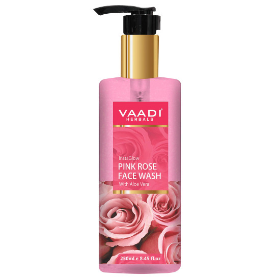 Vaadi Herbals Insta Glow Pink Rose Face Wash - Refreshing Aloe Vera Extract