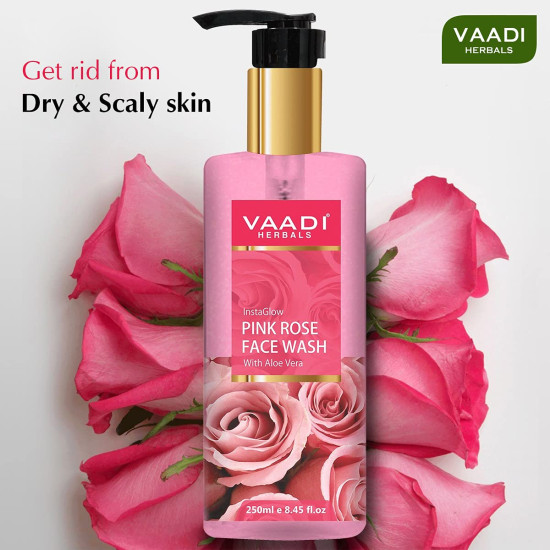 Vaadi Herbals Insta Glow Pink Rose Face Wash - Refreshing Aloe Vera Extract
