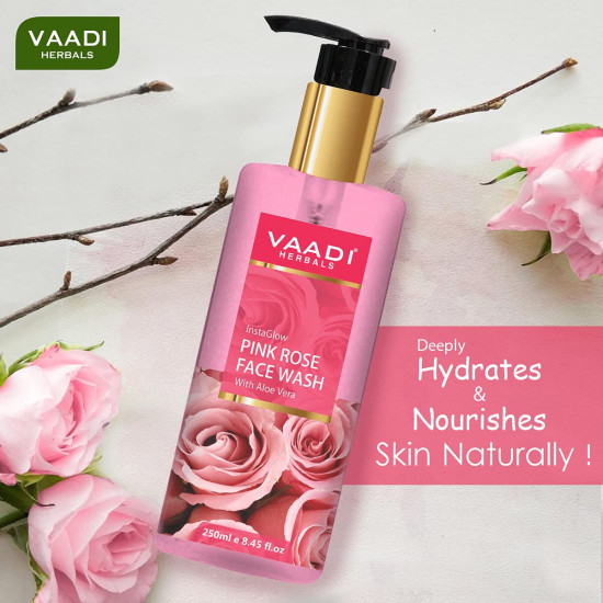 Vaadi Herbals Insta Glow Pink Rose Face Wash - Refreshing Aloe Vera Extract