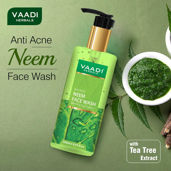 Vaadi Herbals Anti-Acne Neem Face Wash with Tea Tree Extract - 250 ml