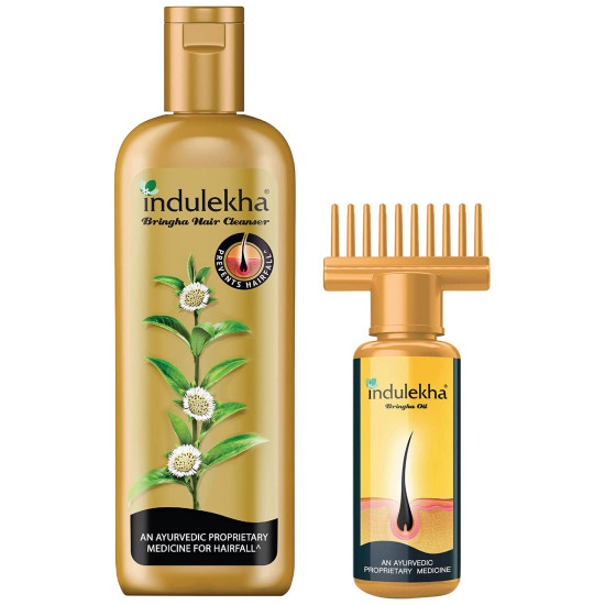 Indulekha Bringha Ayurvedic Hair Oil & Shampoo - Hair Growth & Fall Control Indulekha Bringha Ayurvedic Hair Oil & Shampoo - Hair Growth & Fall Control