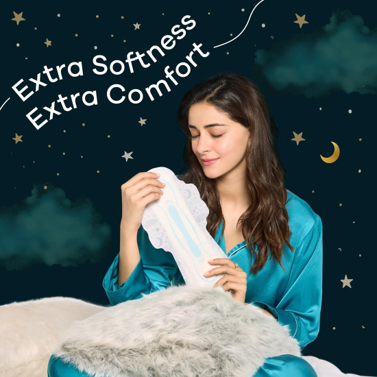 Whisper Bindazzz Nights 44 XXL Sanitary Pads, Upto 0% Leaks All Night Long, For Heavy Flow, Nearly 40% Longer with Wider Back, Active odor lock so you feel fresh, Disposable Wrapper