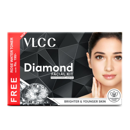 VLCC Diamond Facial Kit with FREE Rose Water Toner - Skin Purifying Facial