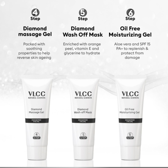 VLCC Diamond Facial Kit with FREE Rose Water Toner - Skin Purifying Facial