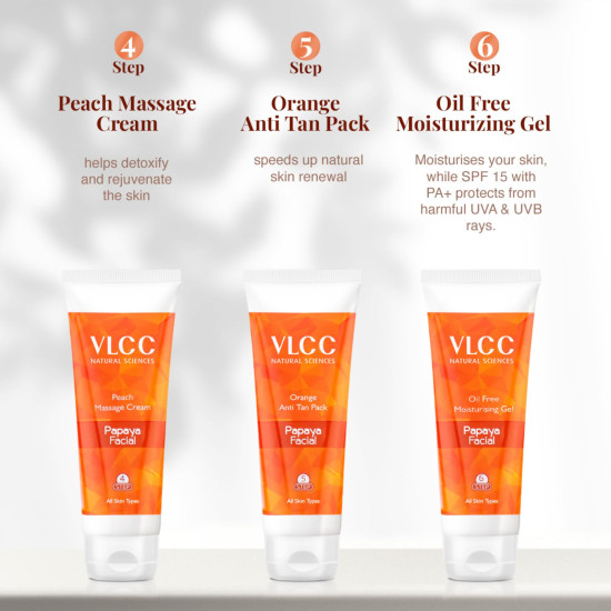 VLCC Papaya Fruit Facial Kit with FREE Rose Water Toner - Glowing, Blemish Free Skin