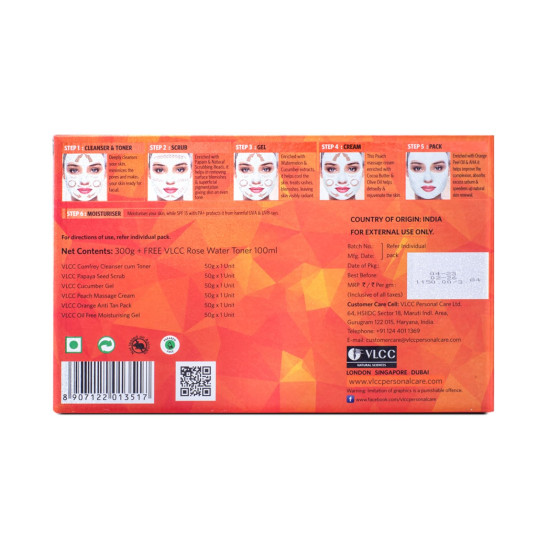 VLCC Papaya Fruit Facial Kit with FREE Rose Water Toner - Glowing, Blemish Free Skin