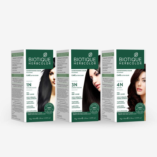 Biotique Herbcolor Conditioning Hair Colour - Natural Black 1N | Ammonia Free & Herbal