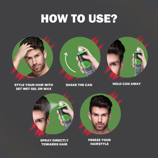 Set Wet Hair Spray for Men Extreme Hold 200ml - No Sulphate, No Paraben
