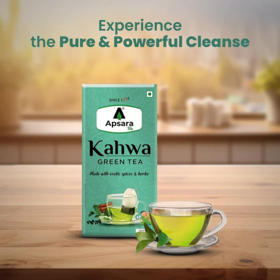 APSARA Detoxifying Kahwa Green Tea Bags - 72 Pcs, Spiced Kashmiri Detoxifying Kahwa Green Tea, Natural Body Cleanse & Immunity Booster With Rock Salt, Tulsi, Cardamom, Cinnamon Tea, 180 Grams