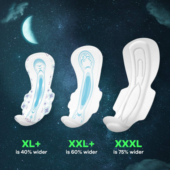 Whisper Bindazzz Night Sanitary Pads|4 thick Pads|XXXL|upto 0% Leaks|Suitable for Heavy Flow|75% Longer & Wider back|Comfortable Cushiony soft wings|40 cm Long|With disposable wrap