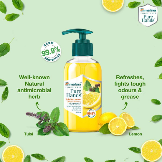 Himalaya Pure Hands Deep Cleansing Tulsi and Lemon Pump 250 ml - Removes Grease and Oil