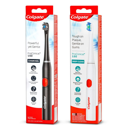 Colgate PROCLINICAL 150 Sonic Charcoal Battery Powered Toothbrush - Superior Cleaning Technology