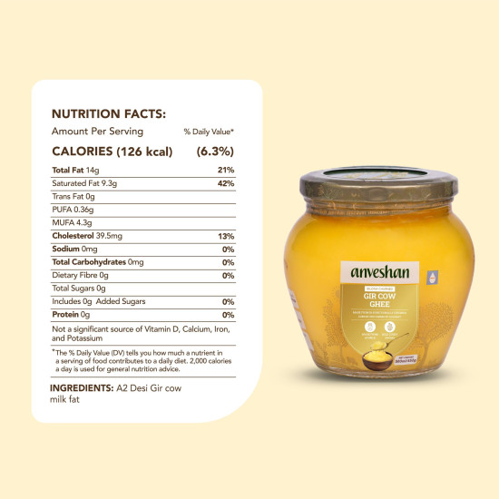 Anveshan A2 Gir Cow Desi Ghee 500ML - Traditional Bilona Method
