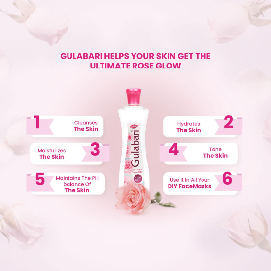 Dabur Gulabari Premium Rose Water - Hydrating & Alcohol-Free Toner