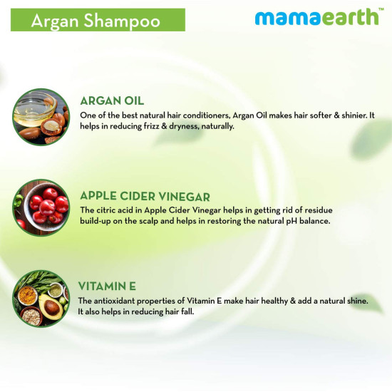 Mamaearth Argan & Apple Cider Vinegar Shampoo - Frizz-Free & Stronger Hair