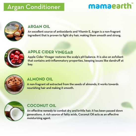 Mamaearth Argan & Apple Cider Vinegar Hair Conditioner - Frizz-Free & Stronger Hair