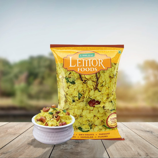 LEMOR Special Nylon Chivda Paper Poha Mixture - Authentic Indian Namkeen
