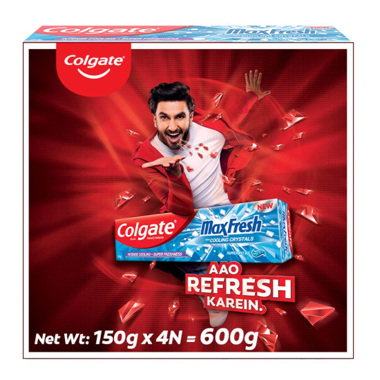 Colgate Max Fresh Blue Gel Anticavity Toothpaste - Peppermint Ice, Pack of 4