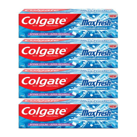 Colgate Max Fresh Blue Gel Anticavity Toothpaste - Peppermint Ice, Pack of 4