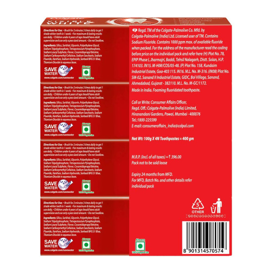Colgate Visible White Toothpaste 400g - Teeth Whitening in 1 Week