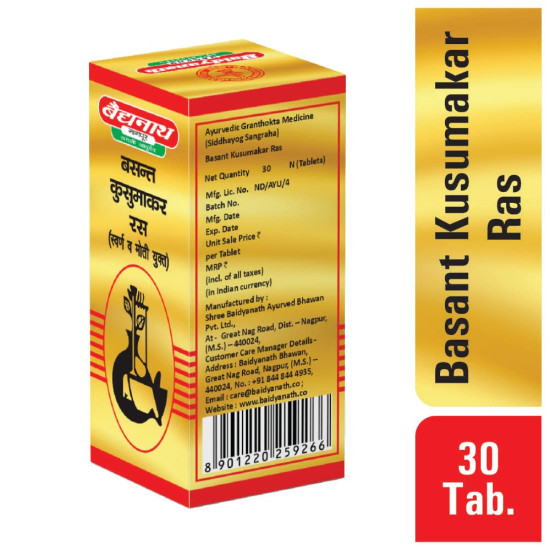 Baidyanath Asli Ayurved Vasant Kusumakar Ras with Gold-30 Tab