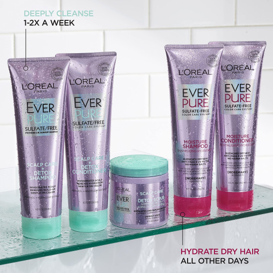L'Oreal Ever Pure Scalp Care+Detox Shampoo 250ml - Sulfate-Free Formula